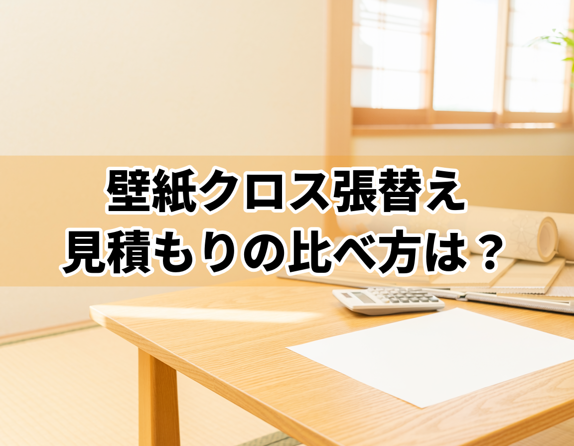 壁紙クロス張替え業者の費用相場と見積もり比較のイメージ｜サンプルブックと見積書が並ぶリビング